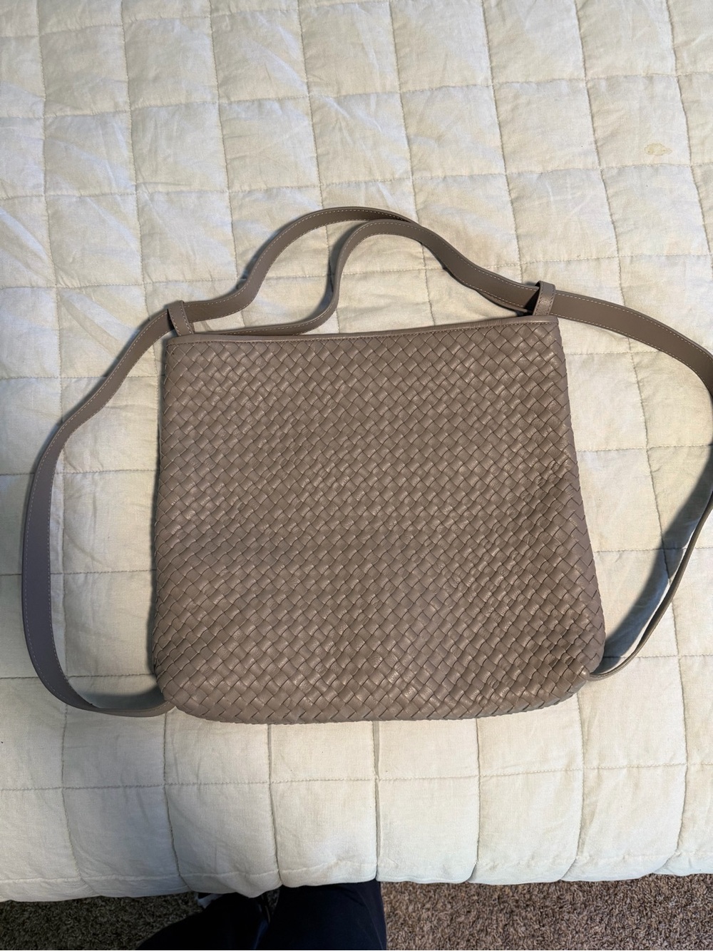 Quince Italian Handwoven Leather Convertible Tote/Backpack in Mink 562